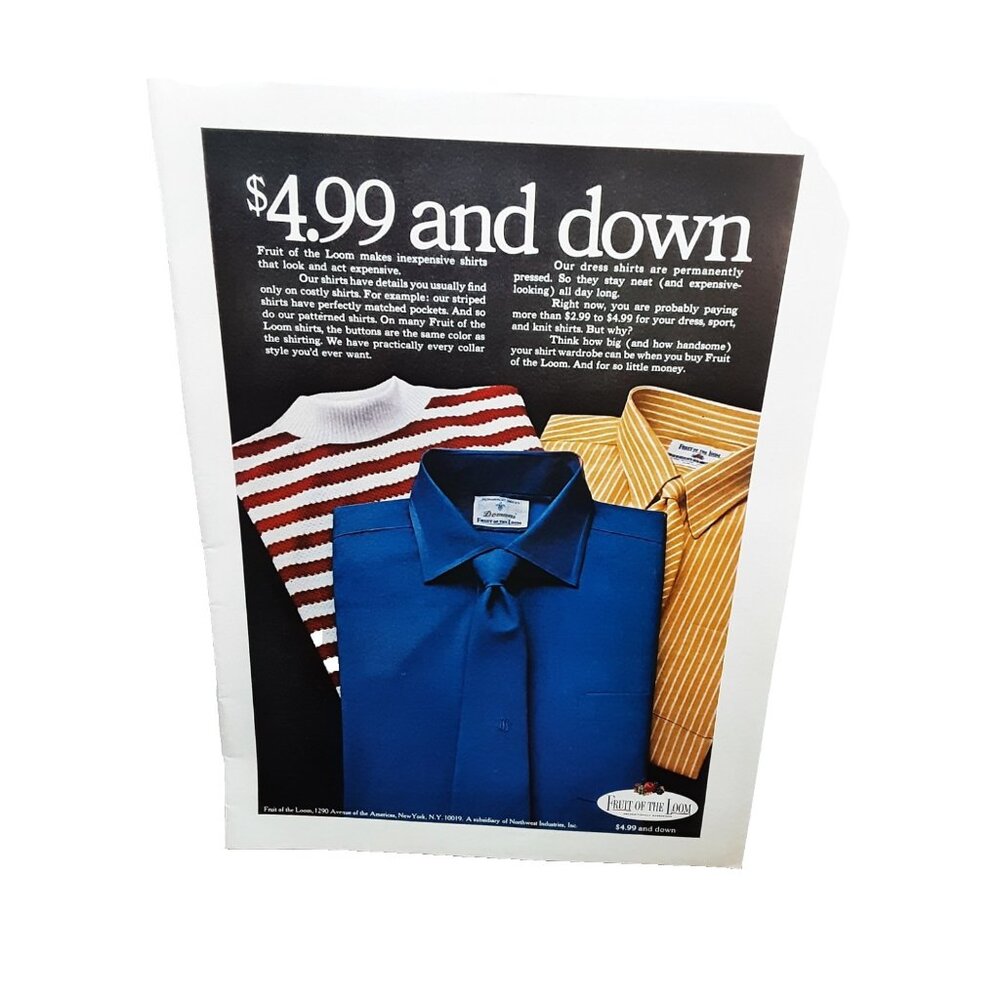 Vintage 1969 Fruit of the Loom Dress Sport Knit Shirts Ad